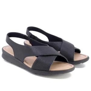 Sandália Plataforma Couro Preto Usaflex