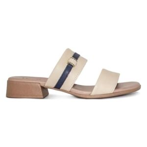 Tamanco Usaflex Feminino Salto Bloco Couro Enfeite Casual