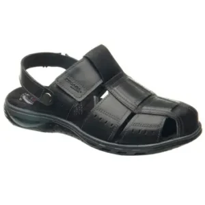 Sandalia Masculina Papete Amortech Couro Preto Pegada