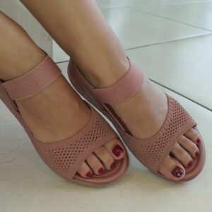 Sandália Tricot Rosa Tira Elástico Usaflex
