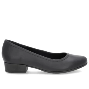 Scarpin Preto Couro Bico Redondo Usaflex