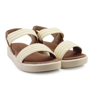 Sandália Usaflex Elástico Feminina Creme / Marrom