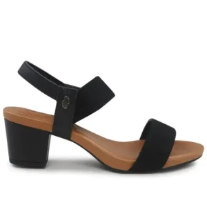 Sandália Salto Bloco Multimateriais Preto Usaflex