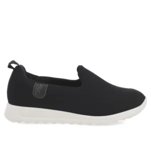 Tênis Slip On Preto Elastano Textura Poa Usaflex