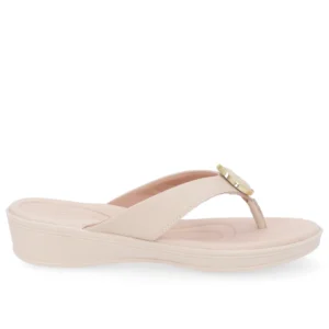 Chinelo Salto Plataforma Couro Vanilla Usaflex