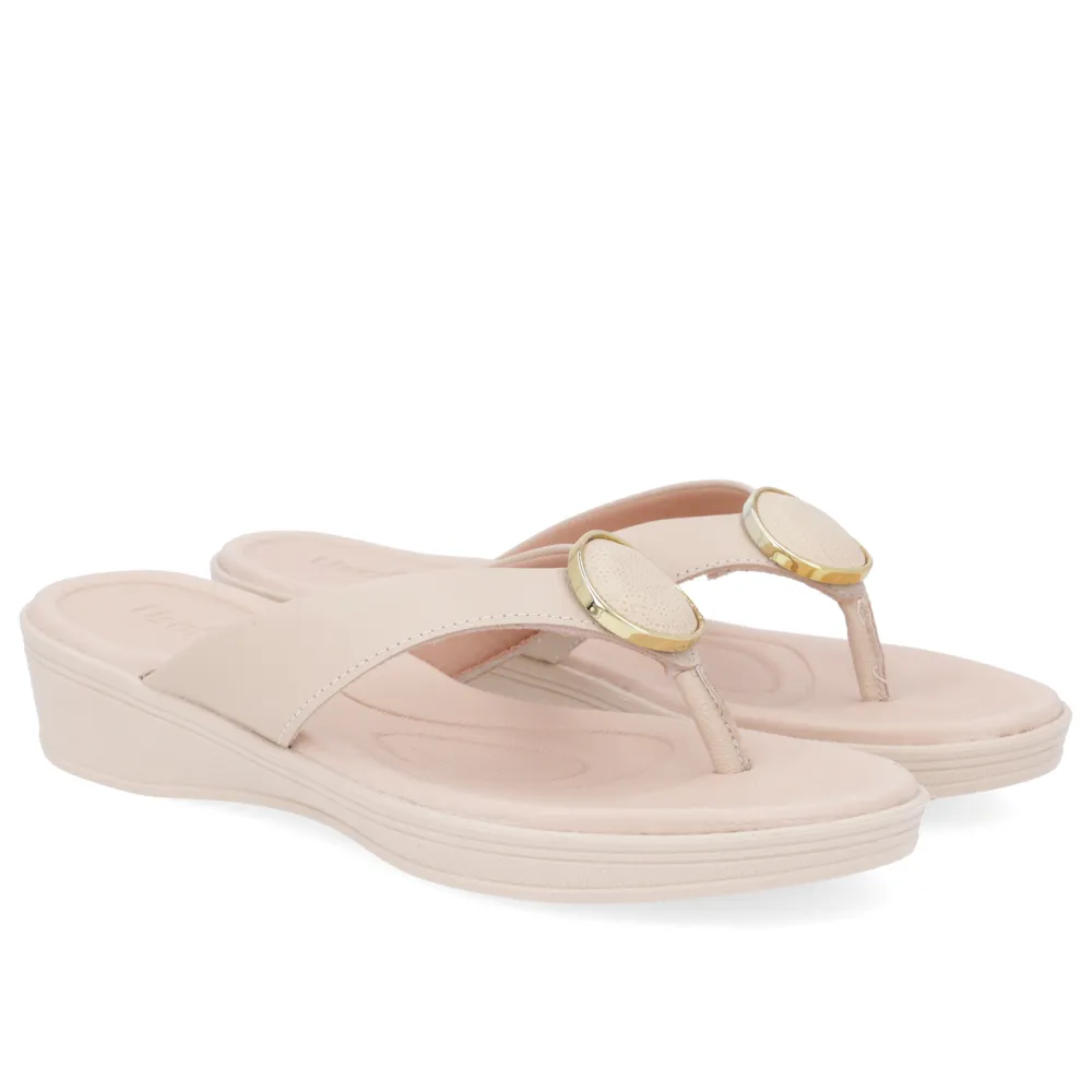Chinelo Salto Plataforma Couro Vanilla Usaflex - Imagem 2