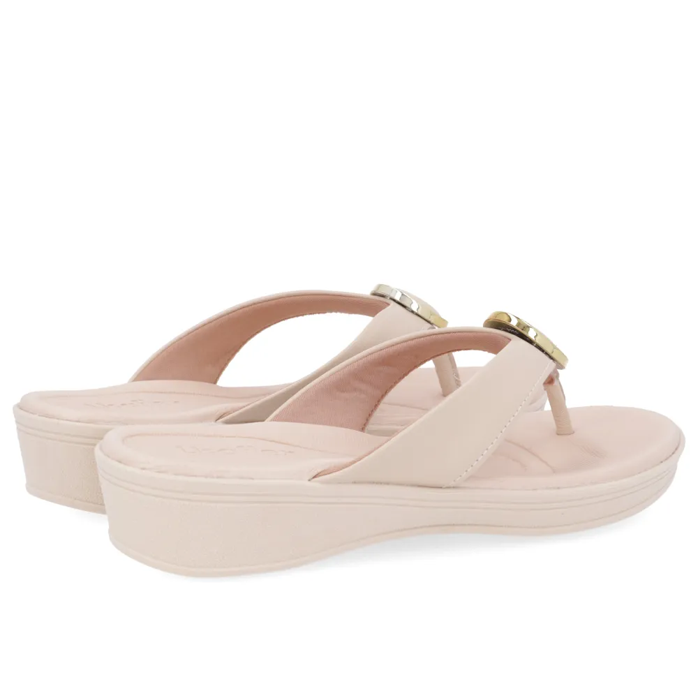 Chinelo Salto Plataforma Couro Vanilla Usaflex - Imagem 3