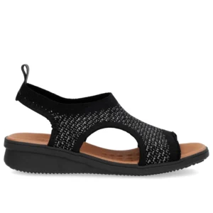 Sandália Plataforma Tecido Tricot Preto Usaflex