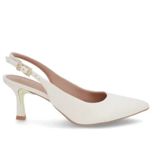 Slingback Vanilla Salto Fino Couro Usaflex