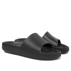 Chinelo Slide Preto Poofy Salto Plataforma Eva Usaflex