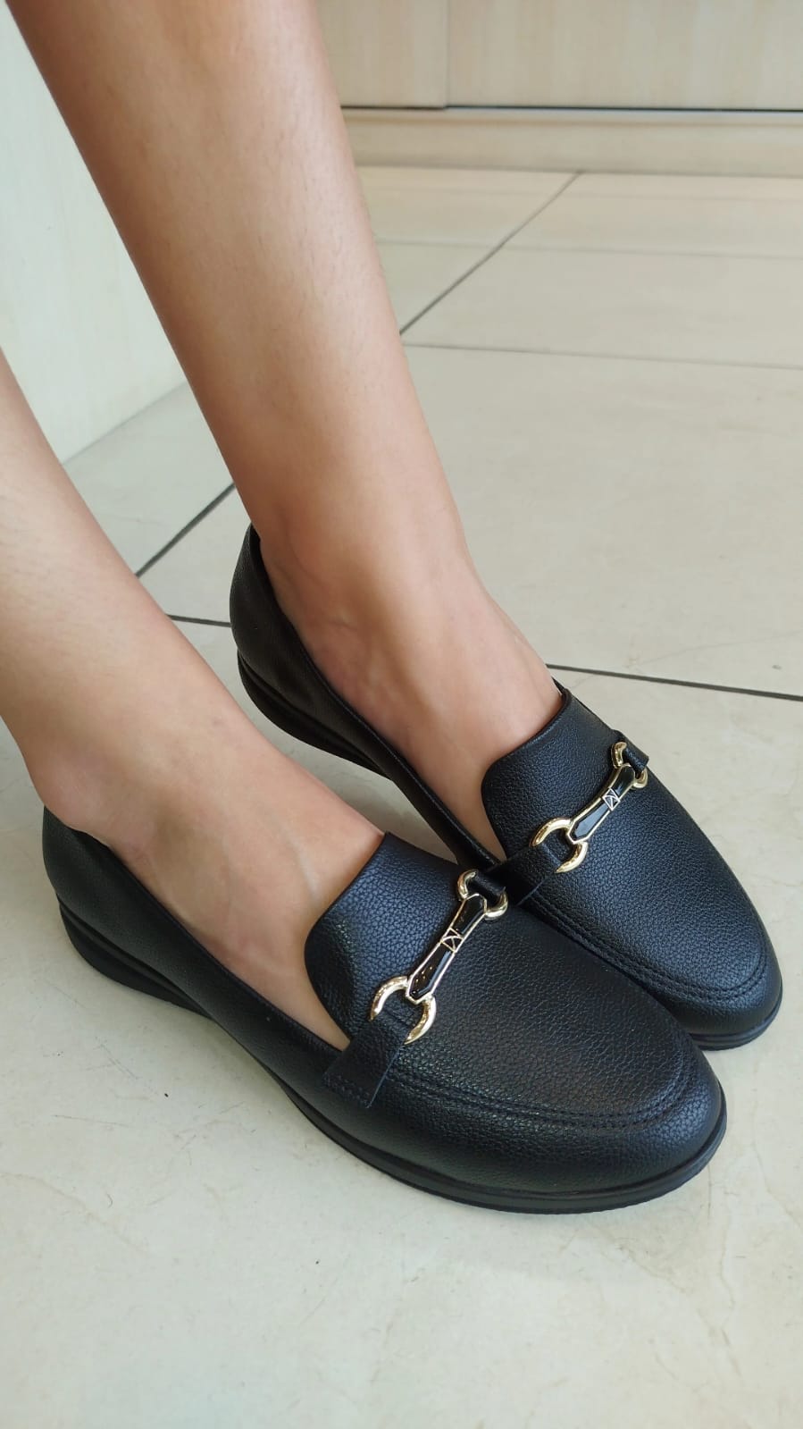 Loafer Sandy Anabela Baixo Preto Piccadilly