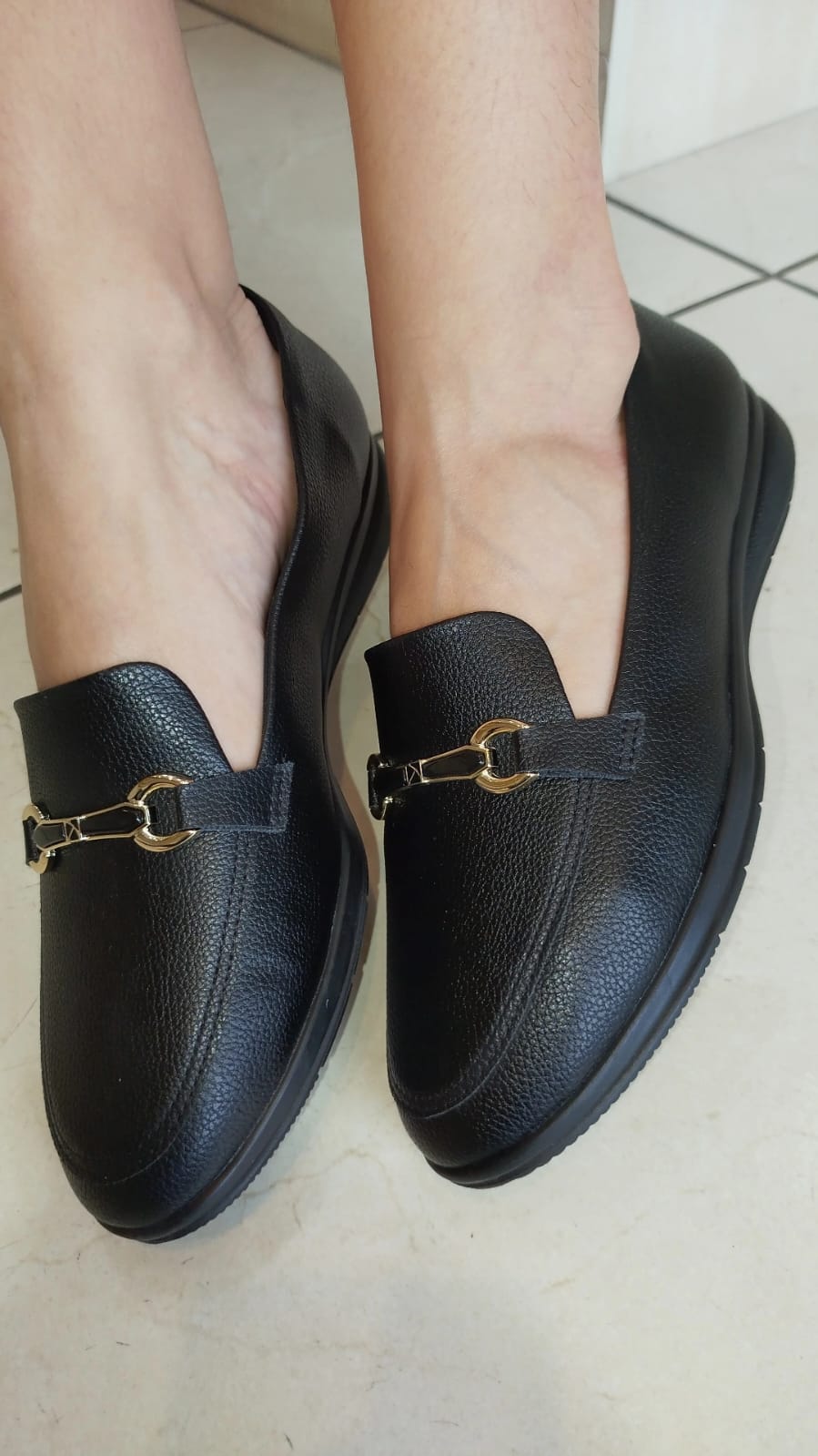 Loafer Sandy Anabela Baixo Preto Piccadilly - Imagem 2