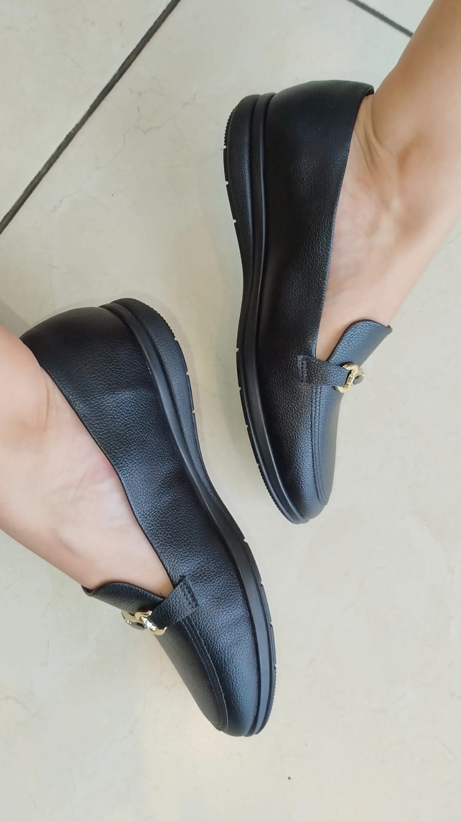 Loafer Sandy Anabela Baixo Preto Piccadilly - Imagem 3