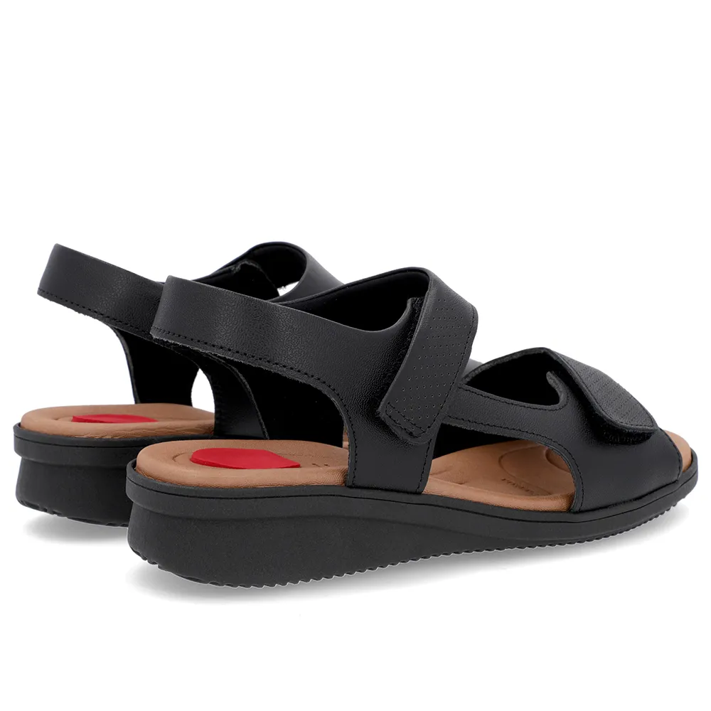 Sandália Plataforma Couro Preta Fecho-Flex Usaflex - Imagem 3