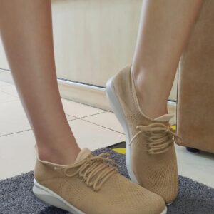 Tênis Tricot Bege Creme Cadarço Usaflex