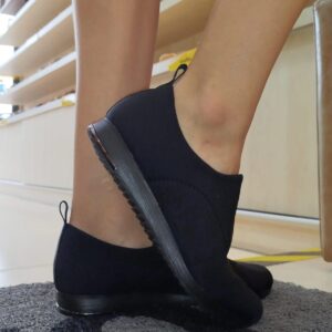 Tênis Slip On Preto Elastano Costura Usaflex