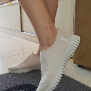 Tênis Slip On Bege Tricot Monograma Usaflex