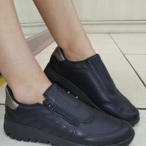 Tênis Vicky Salto Baixo Preto com Pewter Piccadilly