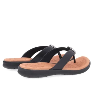 Chinelo Preto Rasteiro Couro Usaflex