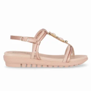 Sandália Marli Salto Anabela Baixo Ouro Rosado Piccadilly