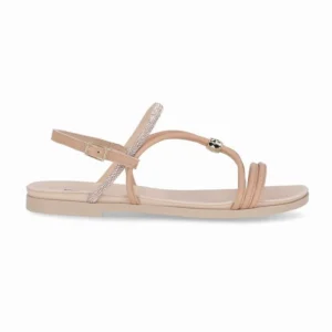 Rasteirinha Mari Nude Claro com Rose Piccadilly