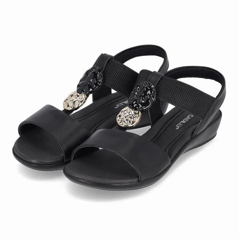 Sandália Camila Anabela Baixo Preto Piccadilly - Imagem 2