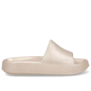 Chinelo Slide Dourada Poofy Salto Plataforma Eva Usaflex