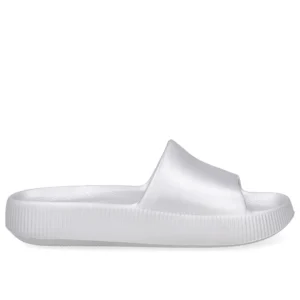 Chinelo Slide Prata Poofy Salto Plataforma Eva Usaflex
