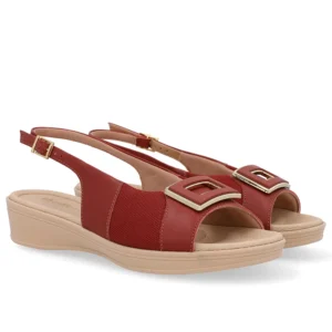 Slingback Marrom Salto Anabela Couro Usaflex