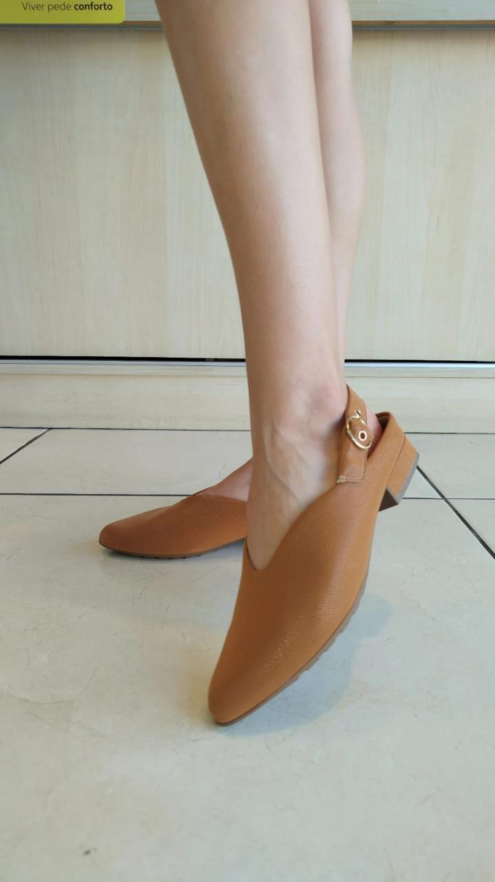 Sapato Slingback Salto Baixo Mascavo Piccadilly - Imagem 2