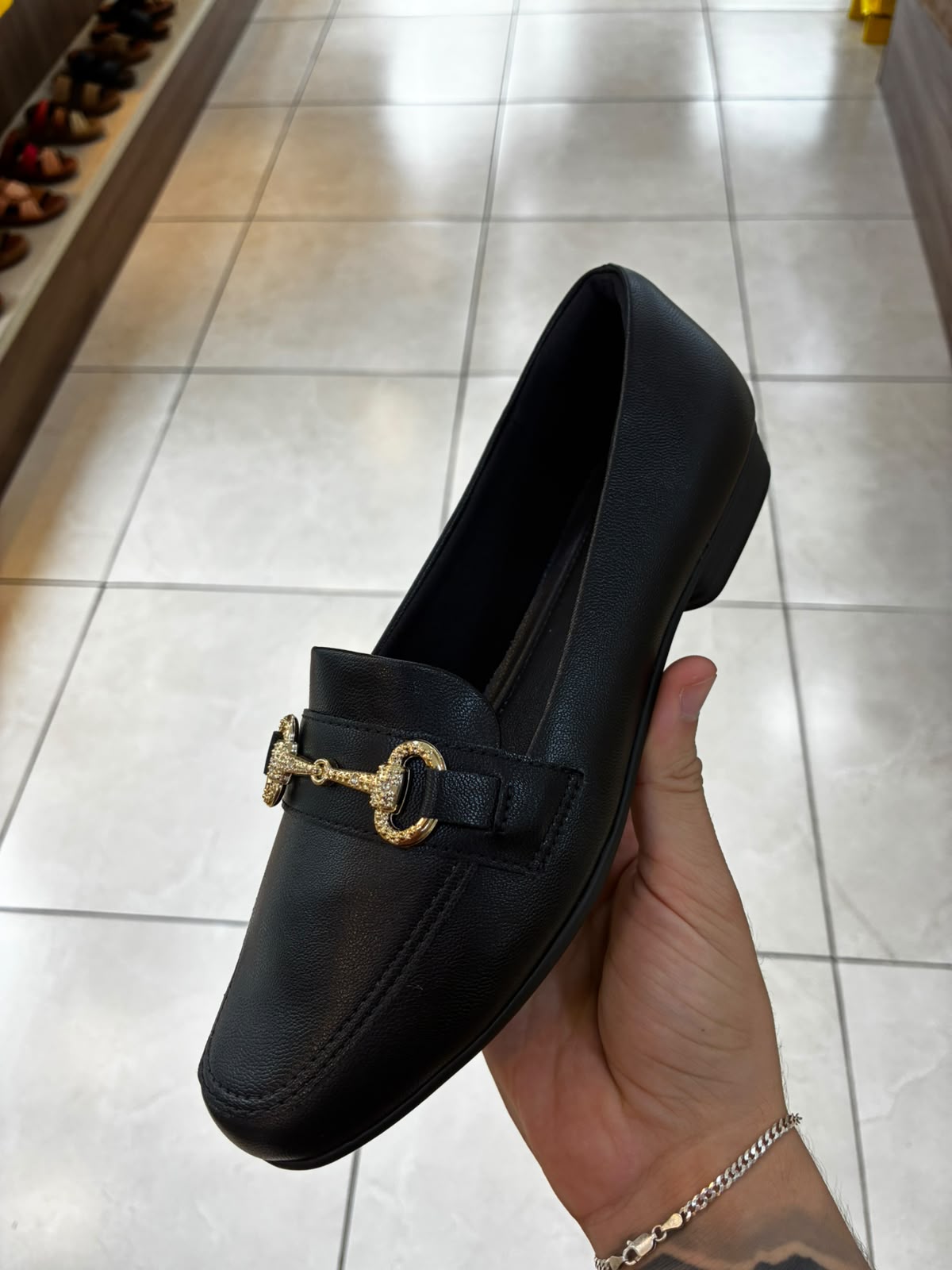 Loafer Raquel Salto Baixo Preto Piccadilly