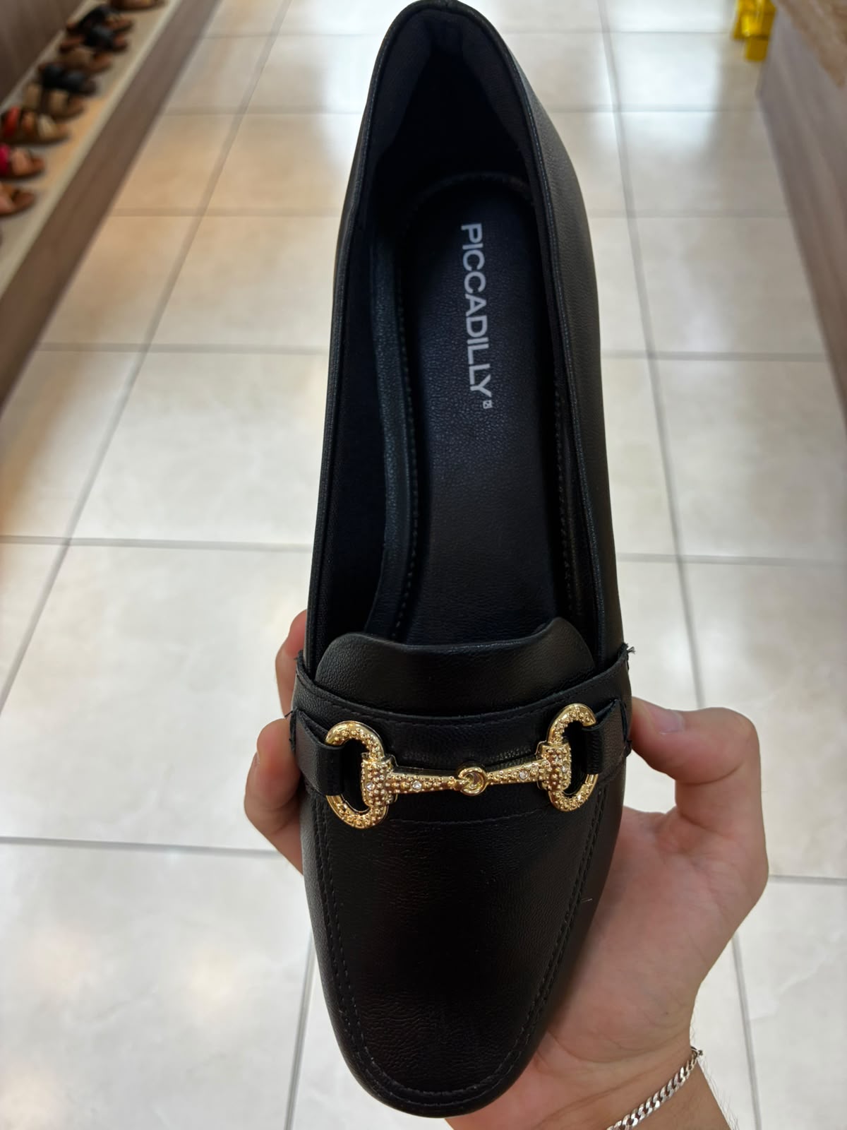 Loafer Raquel Salto Baixo Preto Piccadilly - Imagem 2