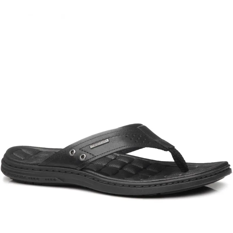 Chinelo Pegada Masculino em Couro Preto