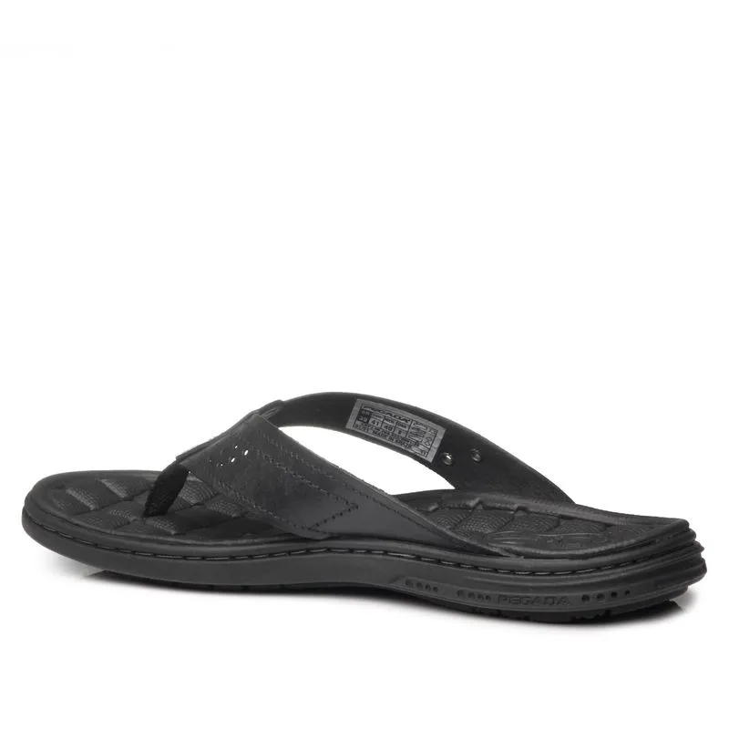 Chinelo Pegada Masculino em Couro Preto - Imagem 2