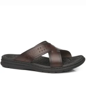 Chinelo Pegada Masculino em Couro Pinhão