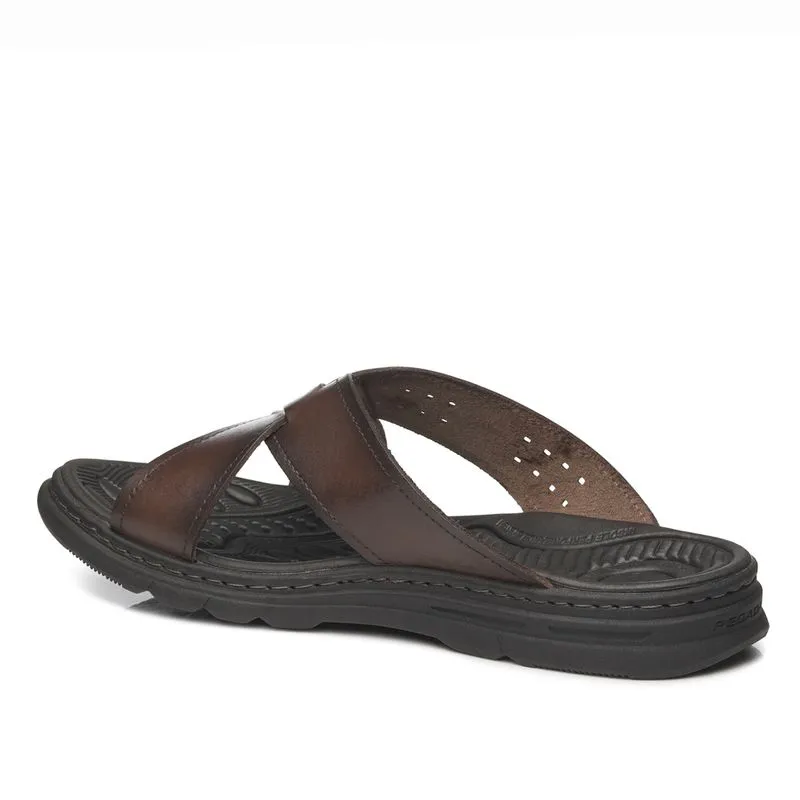 Chinelo Pegada Masculino em Couro Pinhão - Imagem 3