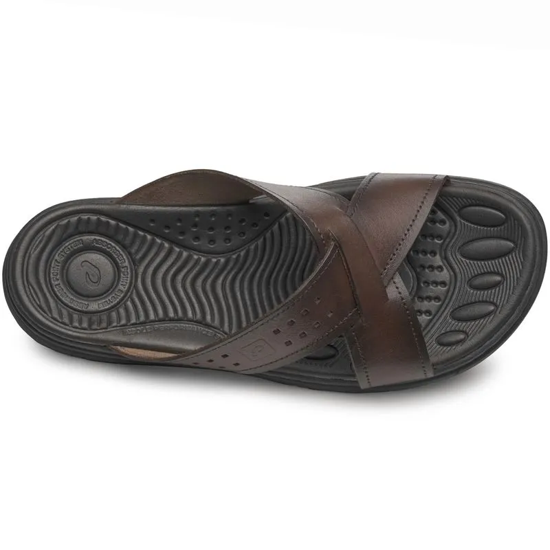 Chinelo Pegada Masculino em Couro Pinhão - Imagem 4